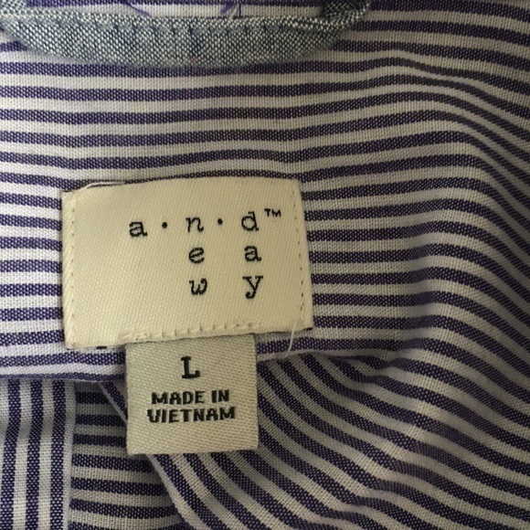 a.n.d ea wy striped buttonfront shirt size L - Picture 7 of 9